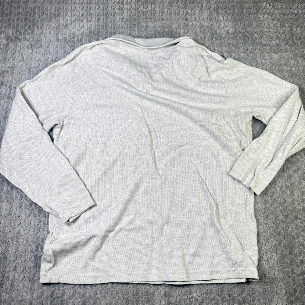 Chaps Mens XL Quarter Zip Pullover Sweater Grey Textured Cotton Long Sleeve Mock - Picture 7 of 9